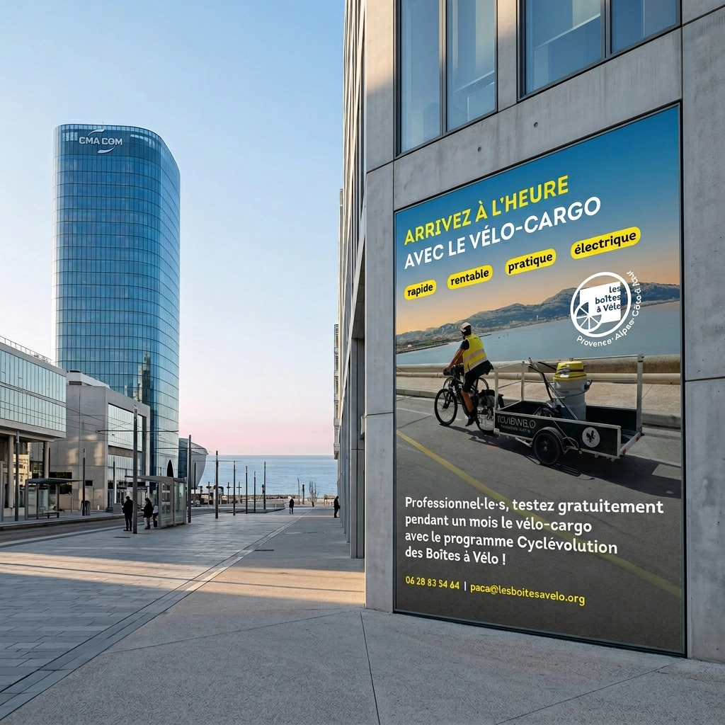 Affiche Boîtes à Vélo en mockup — communication visuelle par studio yh Marseille