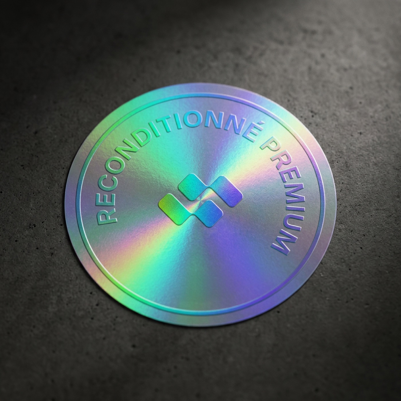 Sticker holographique Carré Mobile — Reconditionné Premium